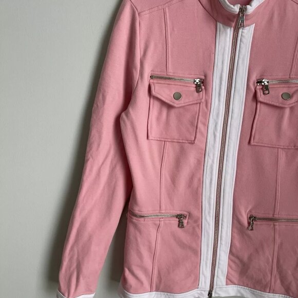 Boston Proper Pink Chic Full Zippered Sport Jacket Zipped Pockets - Picture 4 of 8